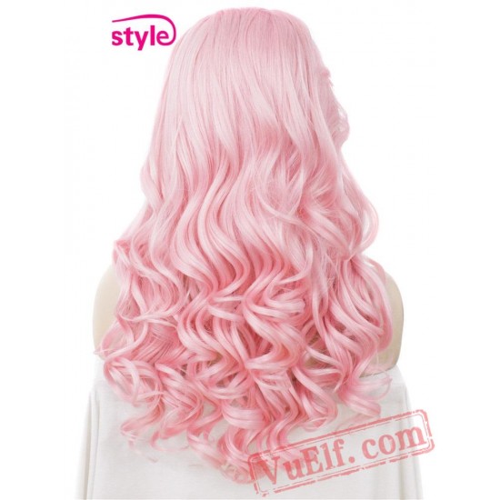 cosplay Loose pink wig Lace Front Wigs women