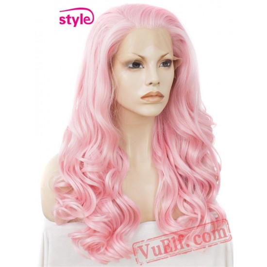 cosplay Loose pink wig Lace Front Wigs women