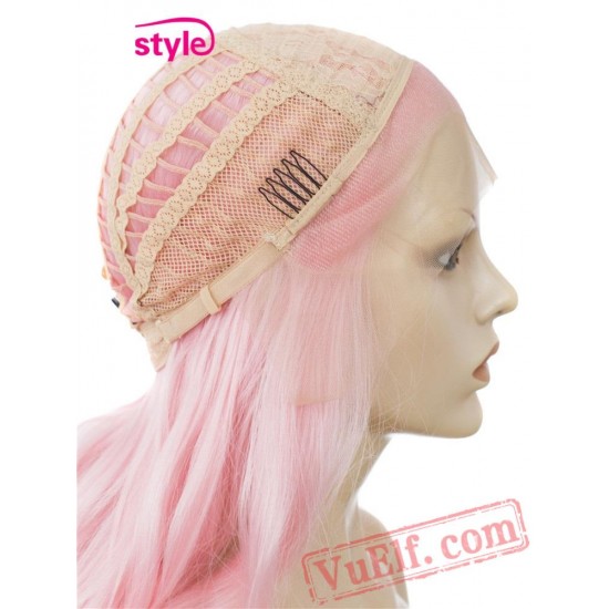 cosplay Loose pink wig Lace Front Wigs women