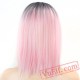 Short Bob Pink Wig Dark Roots Pink Straight Wigs Women Black Roots