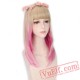 Blonde Pink Wig Bang Natural Hair Long Straight Wigs Women