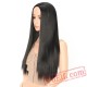 Long Straight Black Pink Wig African American