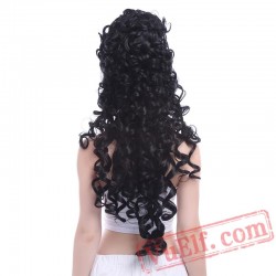 Long Cosplay Wigs Curly Black Beige Pink Hair Cosplay Wig