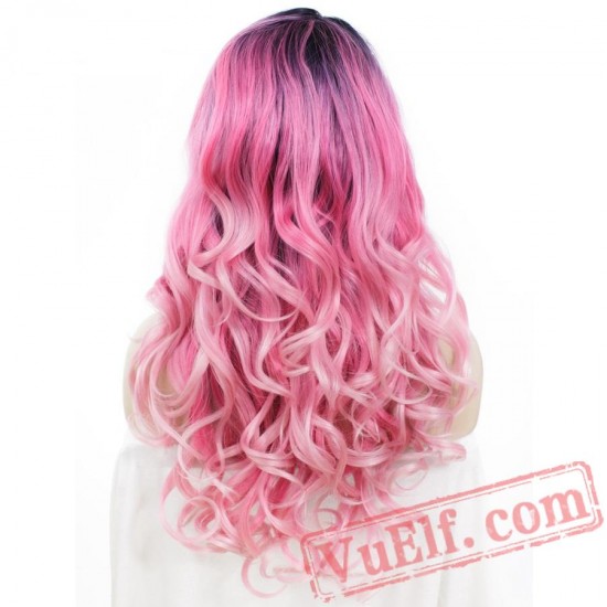 Loose Wavy Pink Lace Front Wig Drag Queen Cosplay Wigs Women