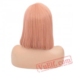 Straight Hair Lace Front Short Bob Wig Women Pink Wigs