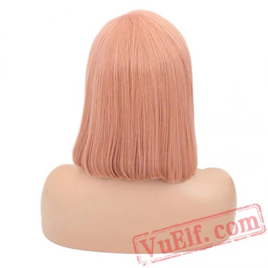 Straight Hair Lace Front Short Bob Wig Women Pink Wigs