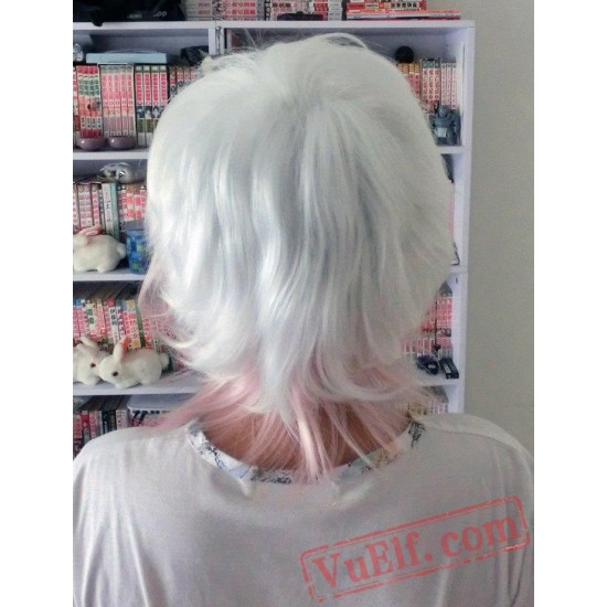 Diabolik Lovers Short White Pink Wig Cosplay Wig