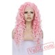 Pink Curly Lace Front Wigs Women Two Tone Lace Wig Cosplay