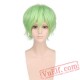 Short Wavy Pink Purple Orange White Cosplay Wig Bangs