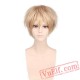 Short Wavy Pink Purple Orange White Cosplay Wig Bangs