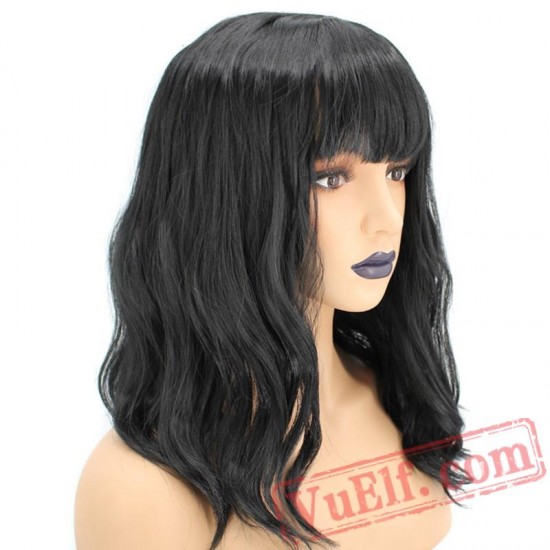 Pink Short Wave Bob Black Grey Wig White Women Bangs