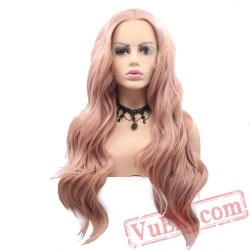 Deep Wave Hair Pink Lace Front Wig Women Long Hair Cosplay Wigs