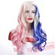 Harley Quinn Wig Mixed Blue Pink Long Wavy Wig