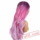 Dark Purple Pink Long Wave Wig Lace Front Women Wigs Lady