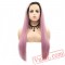 Lace Front Wig Long Silky Straight Hair Wig Pink Wig Women Girls Party Cosplay