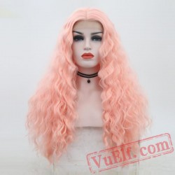 Deep Wave Pink Wig Natural Lace Front Wig Hair Wigs