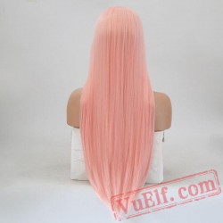 Pink Lace Front Wig Hair Natural Straight Wigs Women