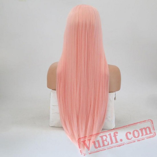 Pink Lace Front Wig Hair Natural Straight Wigs Women