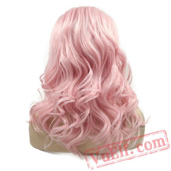 Pink Lace Front Wigs Cosplay Women Hair Short Bob Party Wig