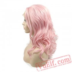 Pink Lace Front Wigs Cosplay Women Hair Short Bob Party Wig
