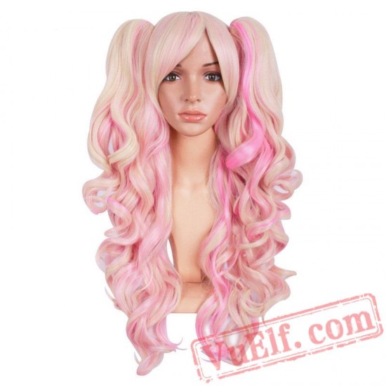 Long Wavy Cosplay Wig Purple Pink Wigs Women Hair