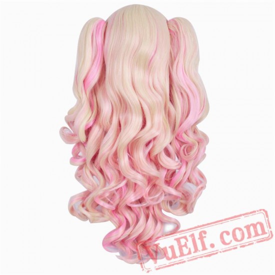 Long Wavy Cosplay Wig Purple Pink Wigs Women Hair