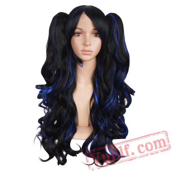 Long Wavy Cosplay Wig Purple Pink Wigs Women Hair