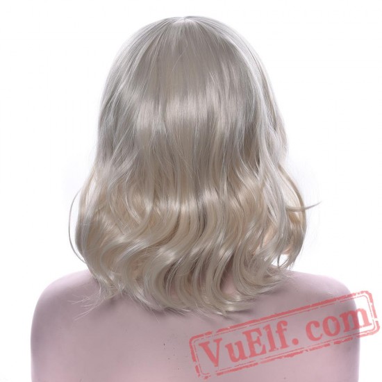 Blonde Wavy Women Wig Pink Brown Party Hair Cosplay Wigs
