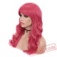 Pink Blue Bangs Wavy Wig Women Green Purple Cosplay Hair Wig