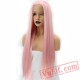 Natural Long Silky Straight Pink Lace Front Wig White Women