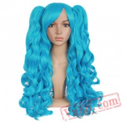 Long Wavy Cosplay Wigs Black Blonde Brown Blue Pink Hair