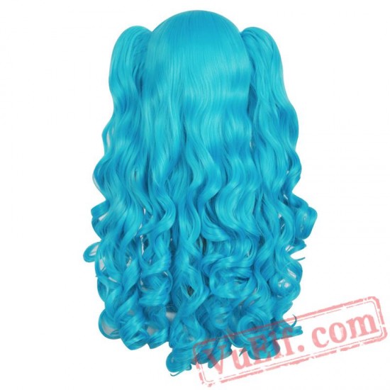 Long Wavy Cosplay Wigs Black Blonde Brown Blue Pink Hair