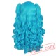 Long Wavy Cosplay Wigs Black Blonde Brown Blue Pink Hair