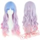 Long Women wigs Rainbow Pink Blue hair cosplay wig