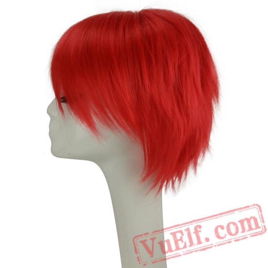 Pink Cosplay Wig Layered Short Straight Hair Wigs