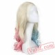 Lace Front Long Blonde Half Blue/Half Pink Wigs Wave Hair