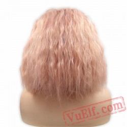 Wave Short Bob Pink Wigs Lace Front Wig Women Girls Party Cosplay