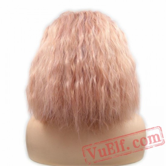 Wave Short Bob Pink Wigs Lace Front Wig Women Girls Party Cosplay