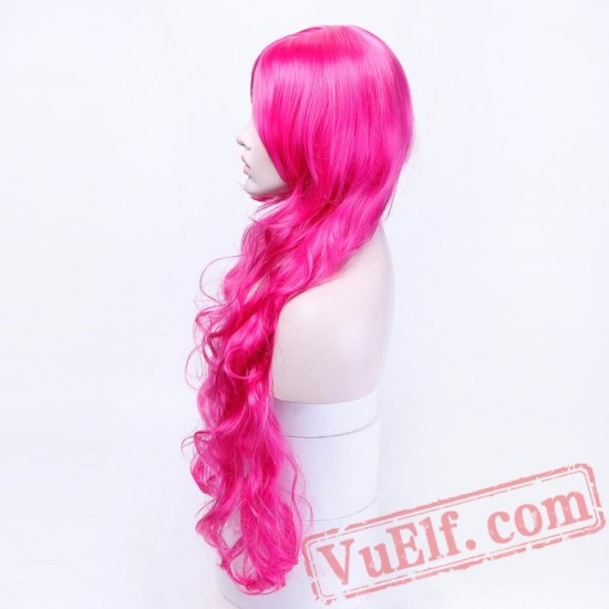 Long Wavy Halloween Wig Women Curly Wigs Party Wig Pink Blue