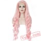 Long Wave Pink Grey Blonde Orange Lace Front Wig Women