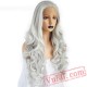 Long Wave Pink Grey Blonde Orange Lace Front Wig Women