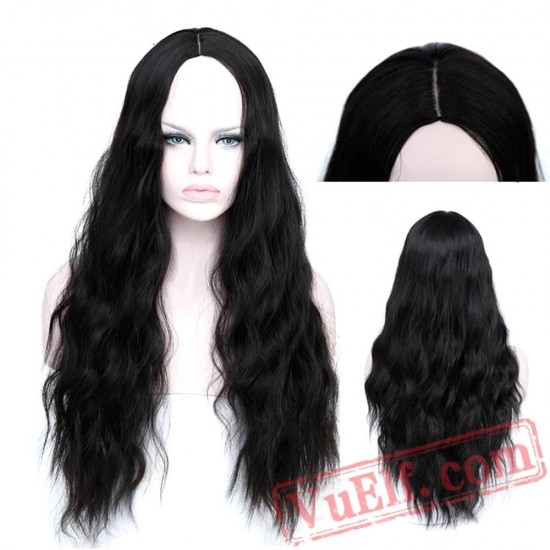 Blue Wig Cosplay Long Black Pink Grey Bodywave Hair Women