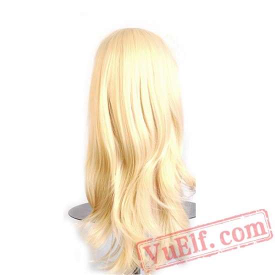 women hair long wavy wigs blonde pink red green brown purple black white blue 