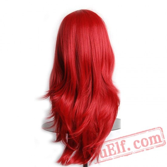 women hair long wavy wigs blonde pink red green brown purple black white blue 