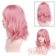 Women Short Pink Wavy Wig Bang Purple Wave Wig Cosplay Halloween Hair