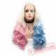 Wave Blonde Blue Pink Wigs Lace Front Women Cosplay Wigs