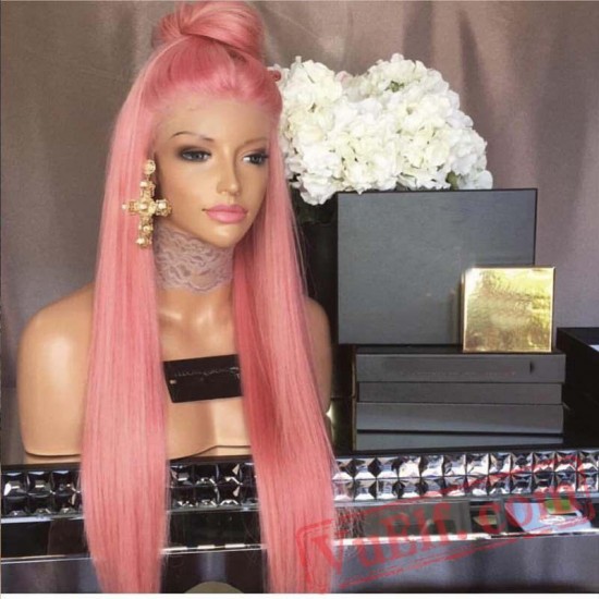 Natural Straight Lace Front Wig Pink Wig