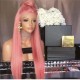 Natural Straight Lace Front Wig Pink Wig