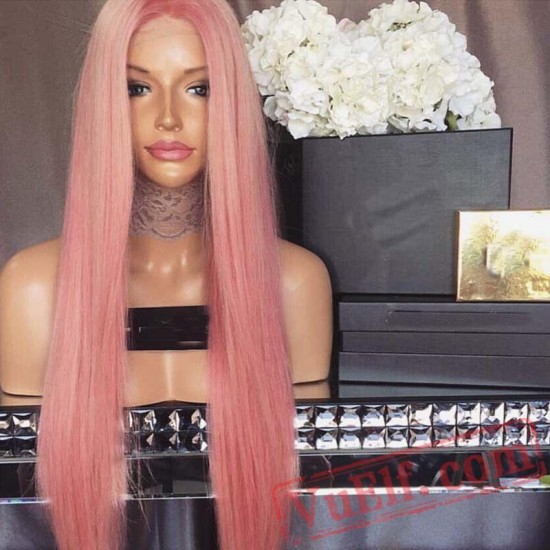 Natural Straight Lace Front Wig Pink Wig