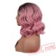 Black Root Pink Wave Lace Front Wigs Short Bob Wig Women